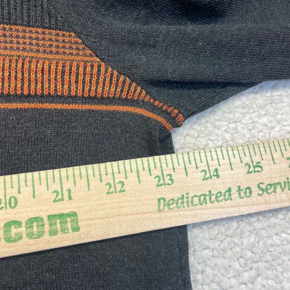 Smartwool Sweater Mens XL Charcoal Orange Stripe Crewneck Wool Blend SW016474